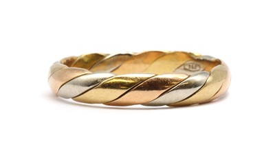 Lot 159 - An Italian three colour gold twist wedding ring