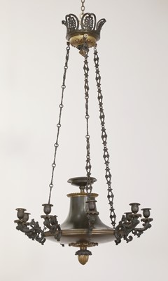 Lot 246 - A Charles X bronze and parcel-gilt chandelier