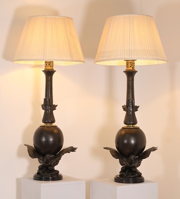 Lot 89 - A pair of extraordinary and large Napoleon III moderator table lamps