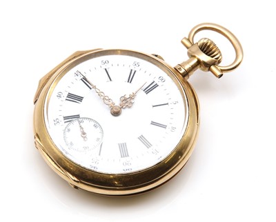 Lot 554 - A French gold pin set open faced pocket watch