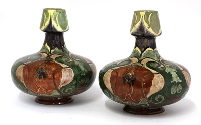 Lot 60 - A pair of Brantjes Purmerende Faience pottery vases