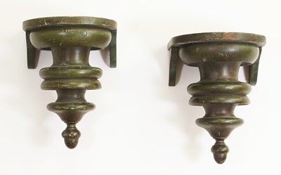 Lot 238 - A pair of turned and painted softwood wall brackets