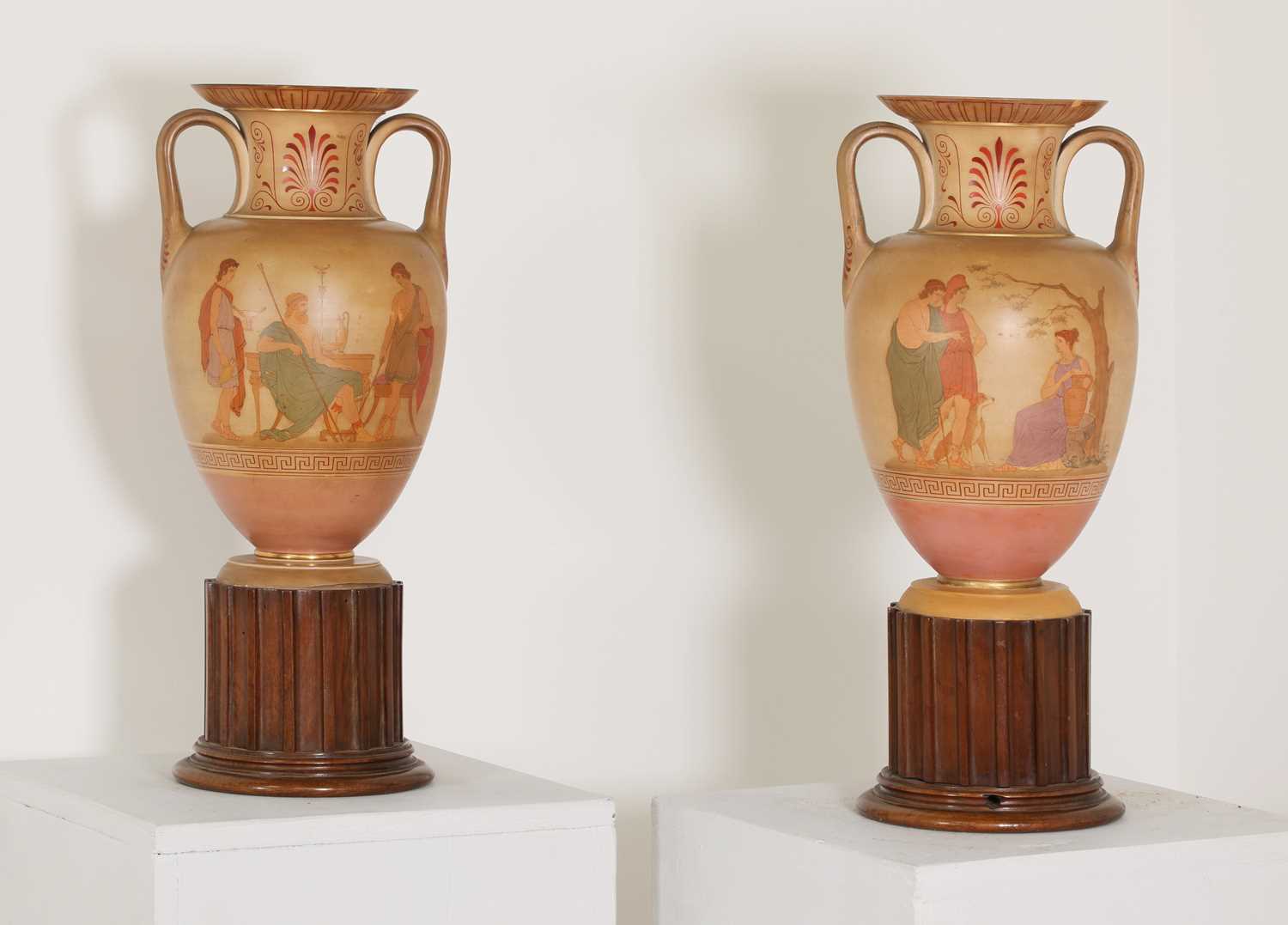 Lot 32 - A pair of pottery krater vases