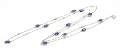 Lot 435 - A sapphire and diamond long chain