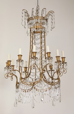 Lot 74 - An elegant Baltic gilt-bronze and cut-glass chandelier