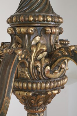 Lot 136 - An Edwardian carved and painted softwood six-light chandelier