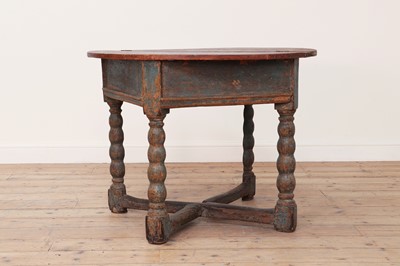 Lot 276 - A painted softwood demilune fold-over table