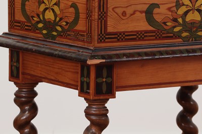 Lot 271 - A painted pine dome-top trunk on stand