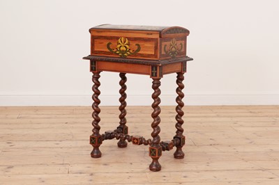 Lot 271 - A painted pine dome-top trunk on stand