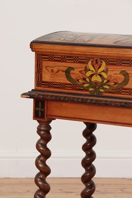 Lot 271 - A painted pine dome-top trunk on stand