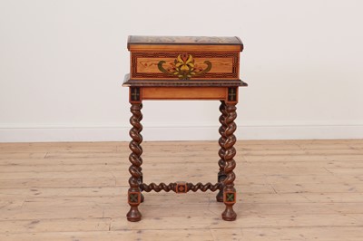 Lot 271 - A painted pine dome-top trunk on stand