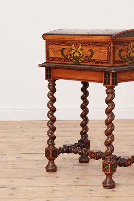 Lot 271 - A painted pine dome-top trunk on stand