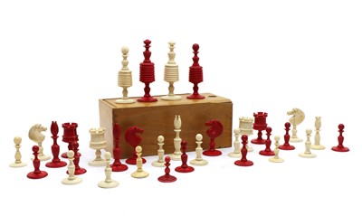 Lot 236 - A carved bone chess set