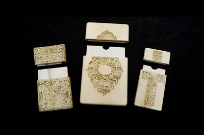 Lot 145 - A Chinese carved ivory card case