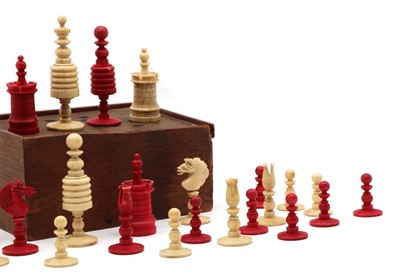 Lot 234 - A bone chess set