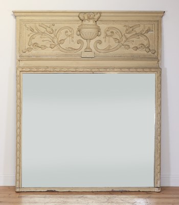 Lot 29 - A painted wood trumeau mirror