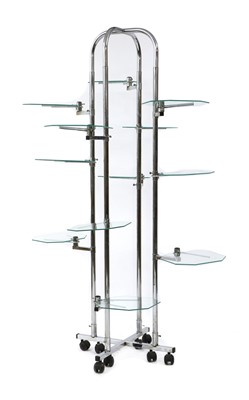 Lot 325 - A French chrome and glass display stand