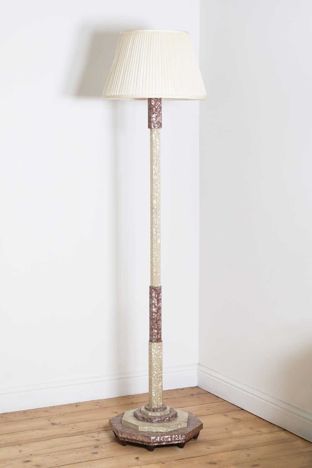 Lot 175 - An Art Deco faux mother-of-pearl standard lamp