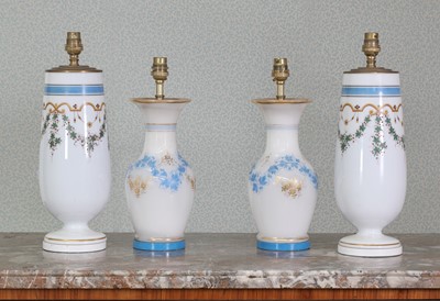 Lot 135 - Two pairs of opaline glass vases