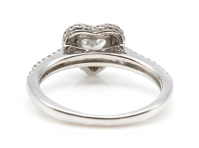 Lot 363 - A white gold heart cut diamond halo cluster ring