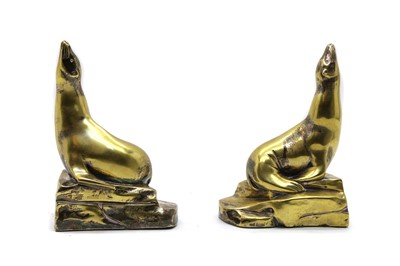 Lot 2 - A pair of French silver plated seal bookends