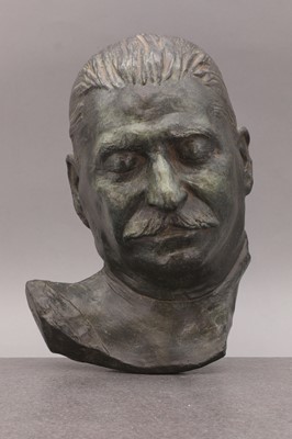 Lot 443 - A patinated bronze death mask of Josef Stalin