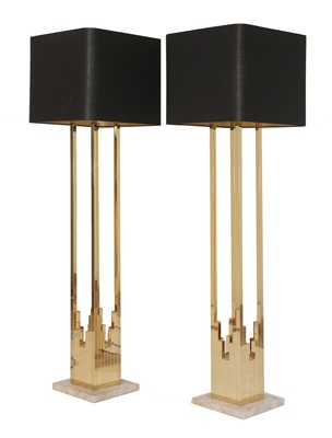 Lot 471 - A pair of Italian Modernist brass standard lamps