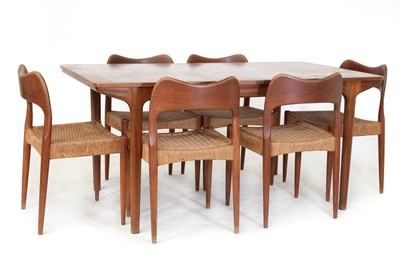 Lot 522 - A set of six Danish teak dining chairs