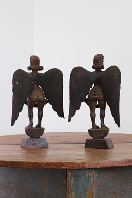 Lot 88 - A pair of carved wooden figures of angels