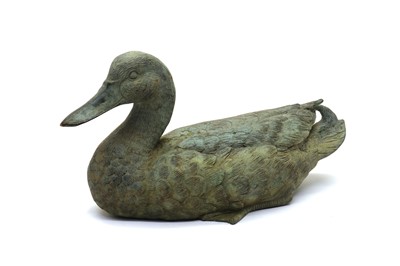 Lot 265 - A bronzed model of a duck