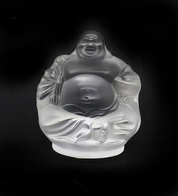 Lot 251 - A Lalique moulded glass Happy Buddha