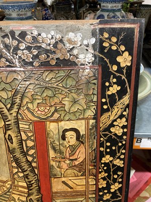 Lot 111 - A group of seven Chinese lacquered panels