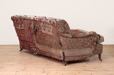Lot 36 - A pair of kilim-upholstered sofas