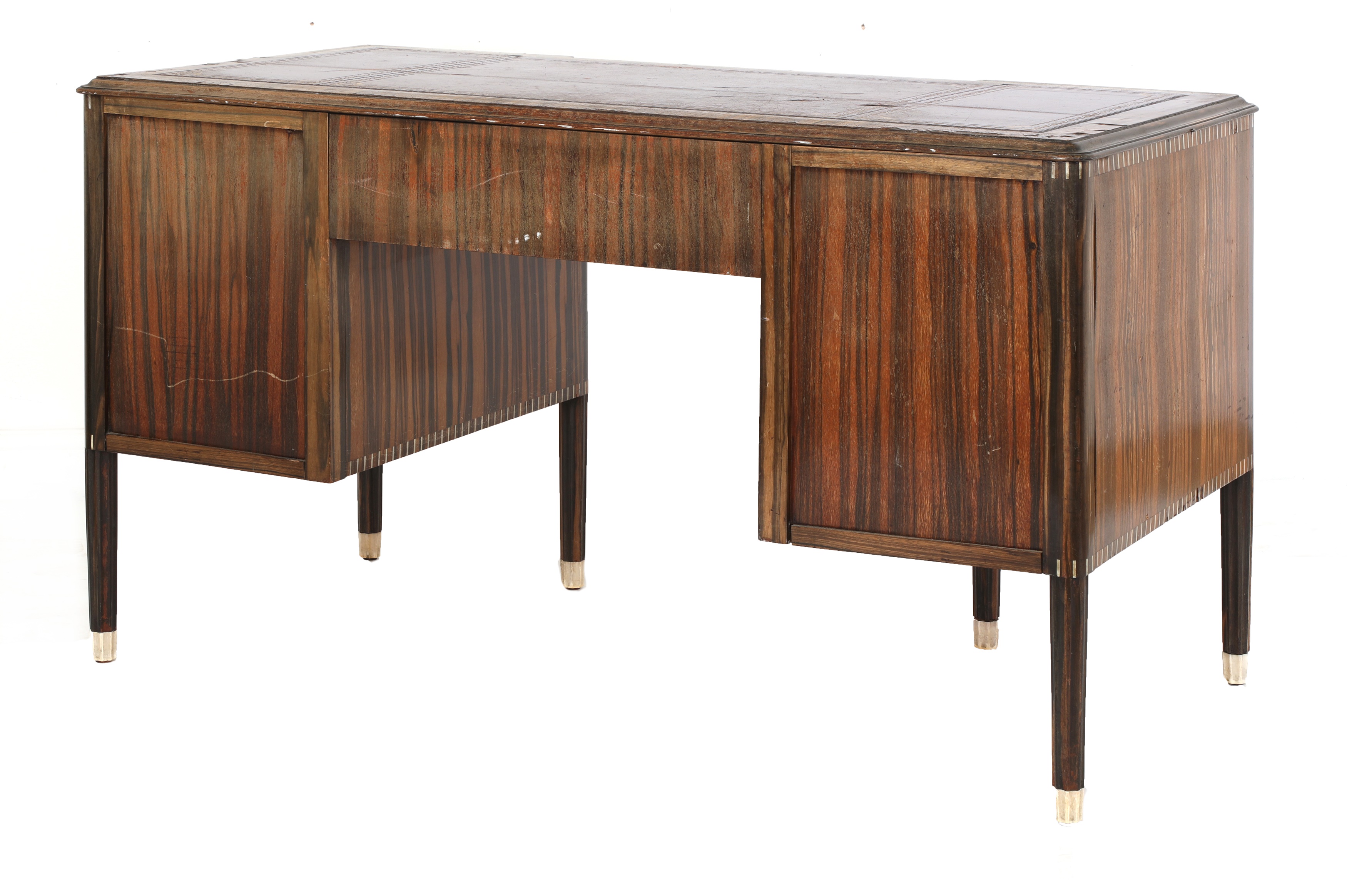 Lot 205 An Art Deco Macassar and ivoryinlaid desk,