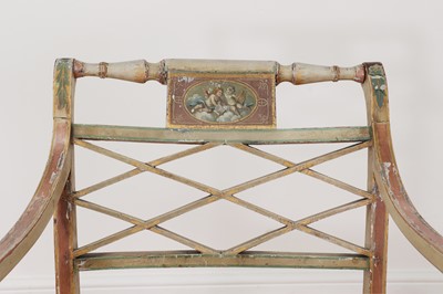 Lot 209 - A set of four George III painted elbow chairs