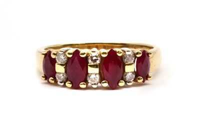 Lot 111 - A gold ruby and diamond ring