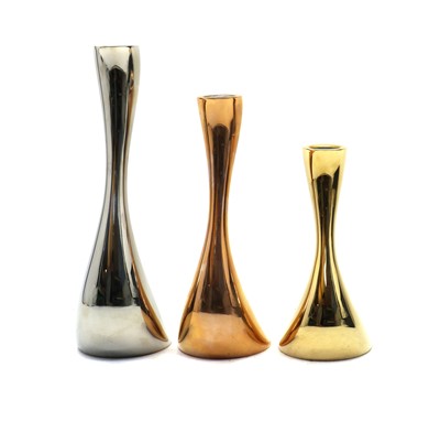 Lot 20 - A set of three contemporary George Jensen candlesticks