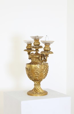 Lot 33 - A George III ormolu three-light candelabrum