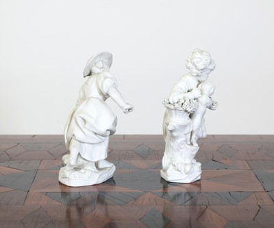 Lot 134 - A pair of Vincennes soft-paste biscuit porcelain figures