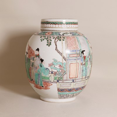 Lot 330 - A Chinese famille verte jar and cover