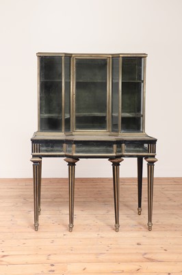 Lot 532 - A Louis XVI-style glass, brass and ebonised wooden bijouterie cabinet