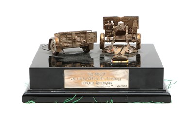 Lot 51 - A silver presentation model of an artillery gun