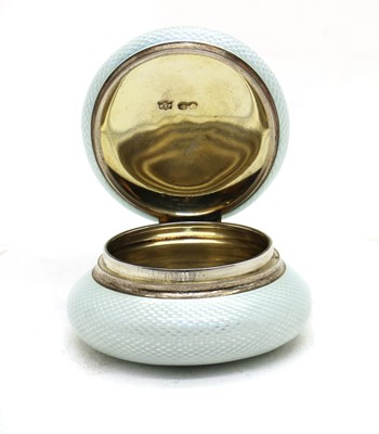 Lot 40 - A continental guilloche enamelled silver pillbox