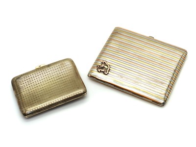 Lot 50A - A partially gold plated tri-tone French sterling silver cigarette case
