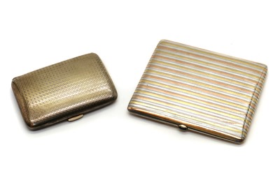 Lot 50 - A partially gold plated tri-tone French sterling silver cigarette case
