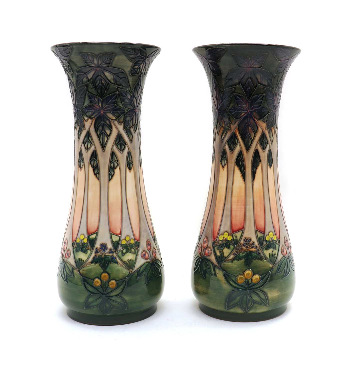 Lot 191 - A pair of Moorcroft ‘Cluny’ pattern vases