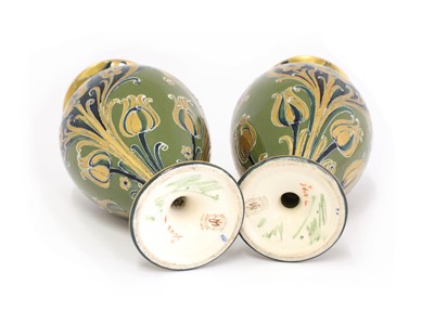 Lot 84 - A pair of James Macintyre & Co. pottery Florian Ware vases