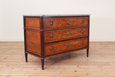 Lot 492 - A Louis XVI satinwood and mahogany commode
