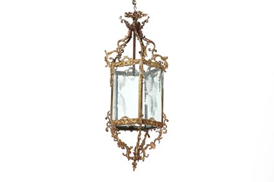 Lot 466 - A large gilt-brass-framed hall lantern