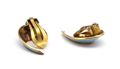 Lot 64 - A pair of Norwegian silver gilt enamel clip earrings, by Hans Myhre